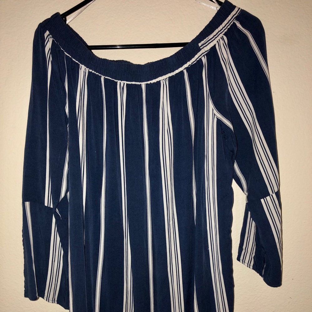Off the shoulder stripped blouse